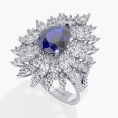 4,16 Karat Pırlanta Damla Safir Yüzük
